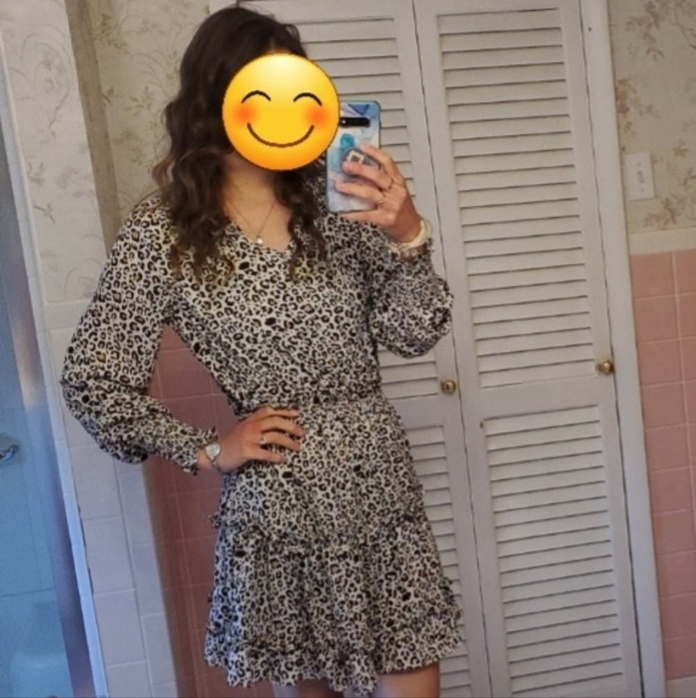 White Cheetah Print Dress